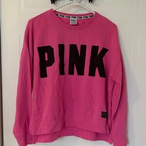 PINK Victoria's Secret Hot Pink Crewneck with Black Logo